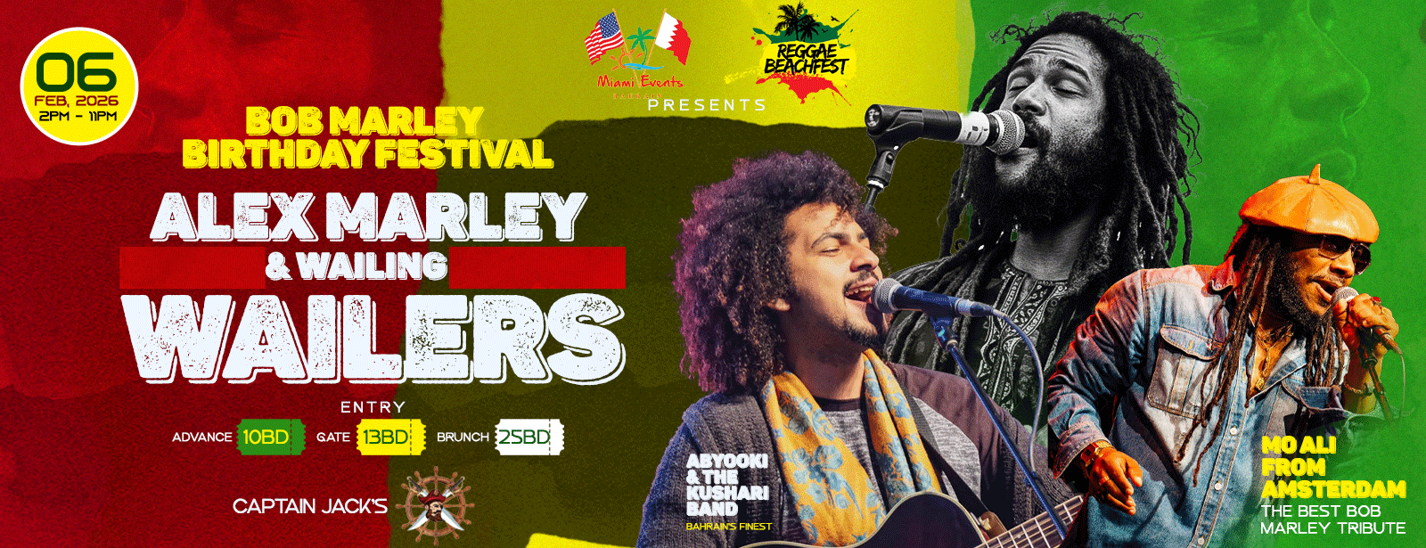 Bob Marley Birthday Festival: Alex Marley & Wailing Wailers at Captain Jack, Elite Seef Residence & Hotel, Bahrain