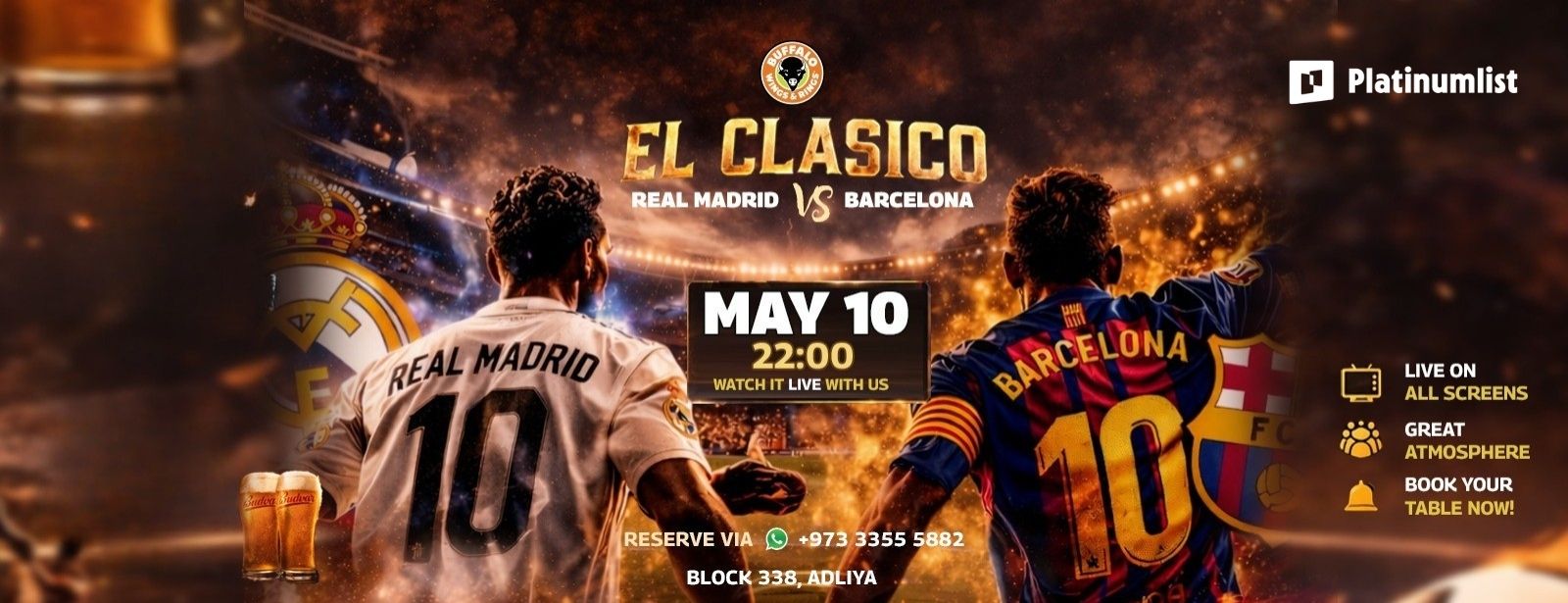 El Clasico: Real Madrid vs Barcelona – Live at Buffalo Wings & Rings, Bahrain
