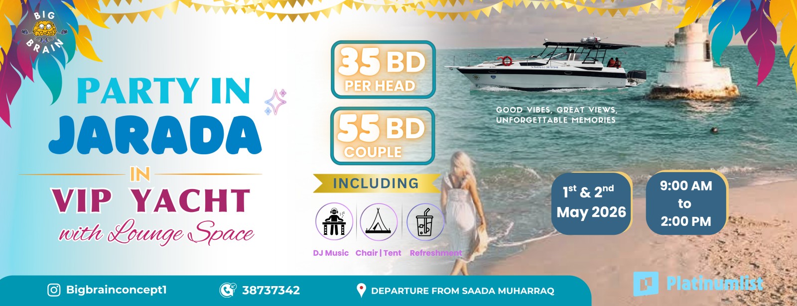 Party in Jarada in VIP Yacht with Lounge Space