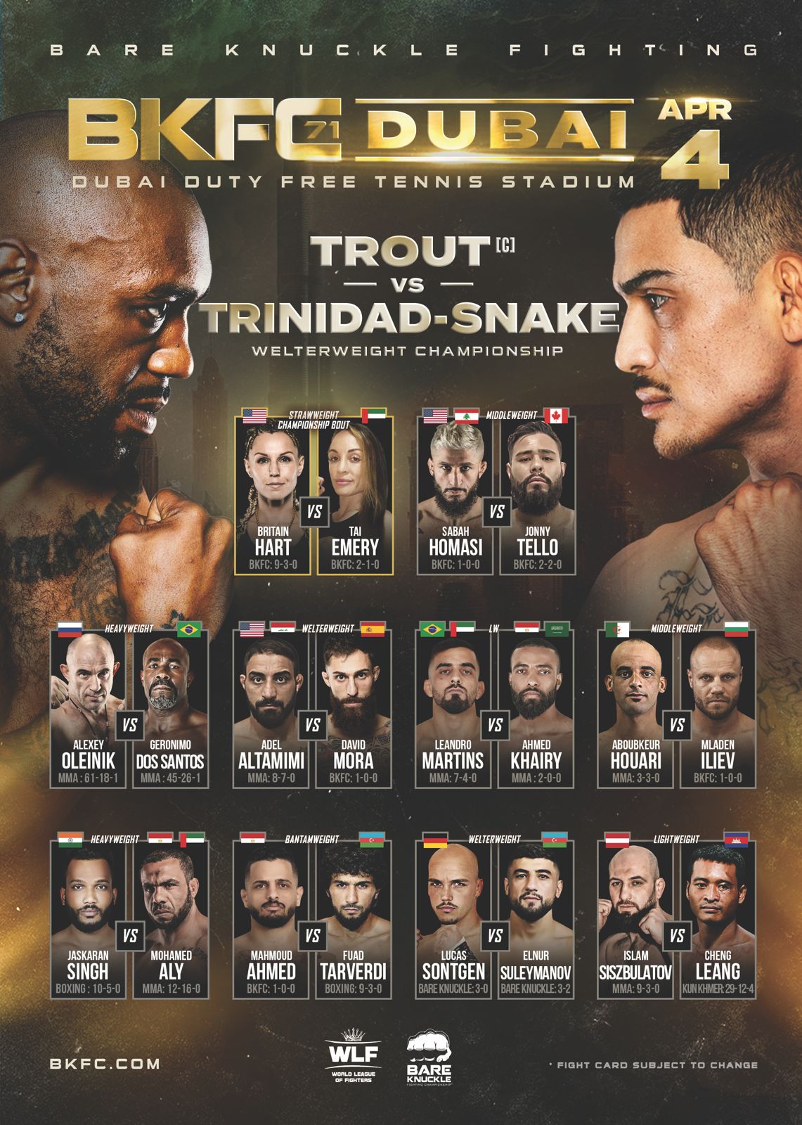 Photo from بطولة الفنون القتالية BKFC في دبي برعاية من رابطة المقاتلين العالمية دبليو إل أف in دبي: Gallery Photo 3rw59v