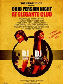 CHIC PERSIAN NIGHT - SUNDAY - ELEGANTE CLUB, DUBAI CHIC PERSIAN NIGHT - SUNDAY - ELEGANTE CLUB, DUBAI