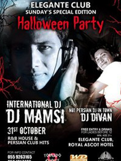 Sunday 31, Halloween Party @ Elegante Club, with International DJ, DJ MAMSI Sunday 31, Halloween Party @ Elegante Club, with International DJ, DJ MAMSI