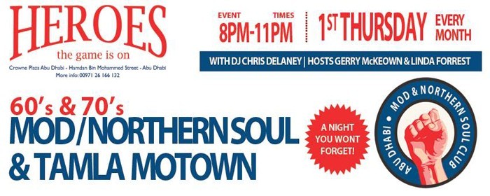 Heroes Bar Hosts Abu Dhabi Mod/Northern Soul & Tamla Motown Night