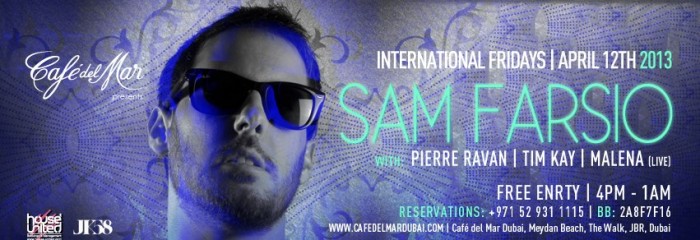 International Friday w/ SAM FARSIO at Café del Mar Dubai