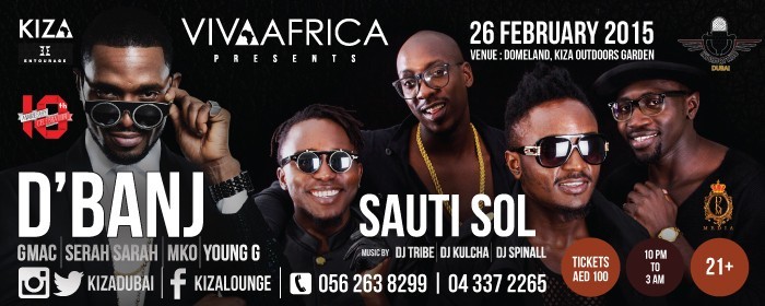Kiza Dubai presents Industry Nite ft. D'Banj and Sauti Sol - Thu 26th Feb Kiza Dubai presents Industry Nite ft. D'Banj and Sauti Sol - Thu 26th Feb