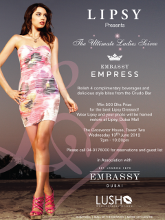 Lipsy presents the Ulitmate Ladies Soiree at Embassy Dubai Lipsy presents the Ulitmate Ladies Soiree at Embassy Dubai