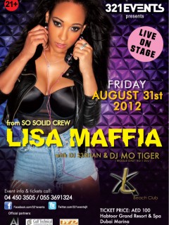 Lisa Maffia performing Live at XL Beach Club on Friday, 31st August 2012