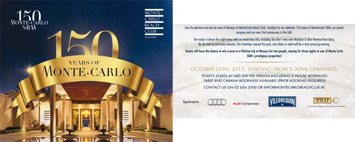 Monte-Carlo SBM 150th Anniversary & Monte-Carlo Beach Club, Saadiyat's Second Anniversary!
