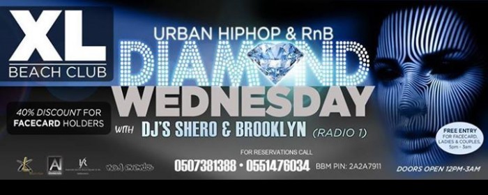 RNB/HIPHOP/SMOKE SHISHA/BE OUTDOORS!! ITS ALL ABOUT DIAMOND WEDNESDAY @ XL BEACH CLUB