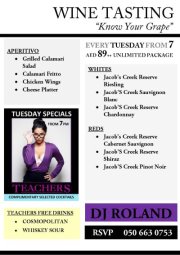 SAX Presents: WINE TASTING & TEACHERS NIGHT OUT SAX Presents: WINE TASTING & TEACHERS NIGHT OUT