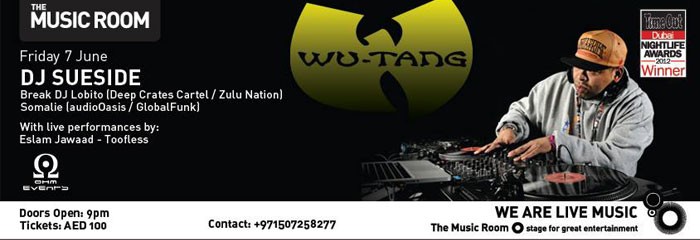Wu Tang DJ Sueside at The Music Room. June 7th. Wu Tang DJ Sueside at The Music Room. June 7th.