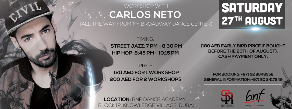 Carlos Neto! Street Jazz & Hip Hop Workshops! Carlos Neto! Street Jazz & Hip Hop Workshops!
