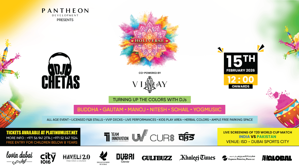 Holiverse 2026 Ft. DJ Chetas & India vs Pak Live Screening in Dubai