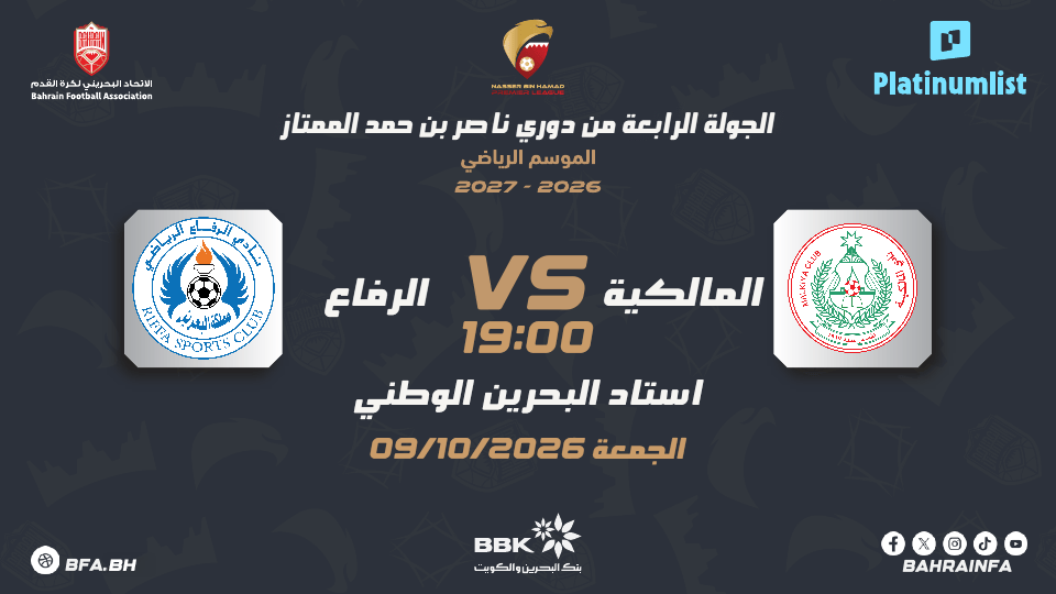 Nasser Bin Hamad Premier League: Al-Malkiya SC v Riffa SC