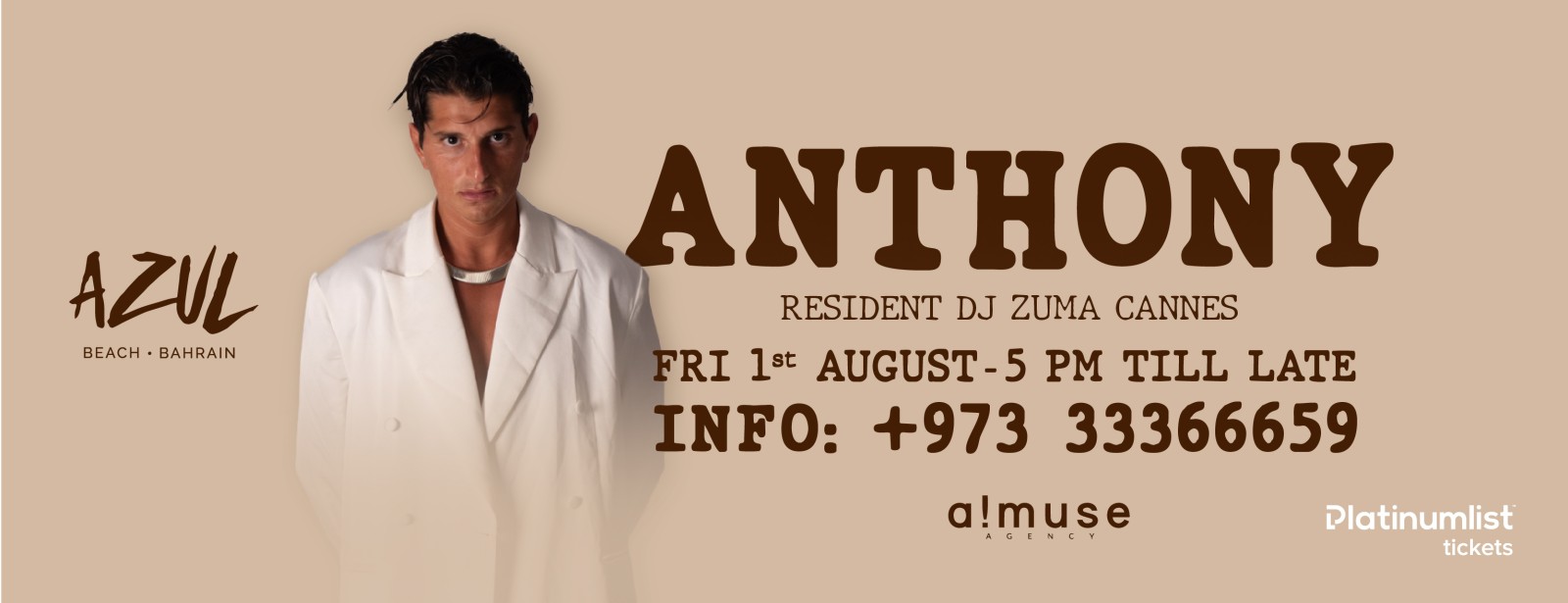 Anthony Live at Azul Beach, Bahrain Nightlife at dubaimasala.com