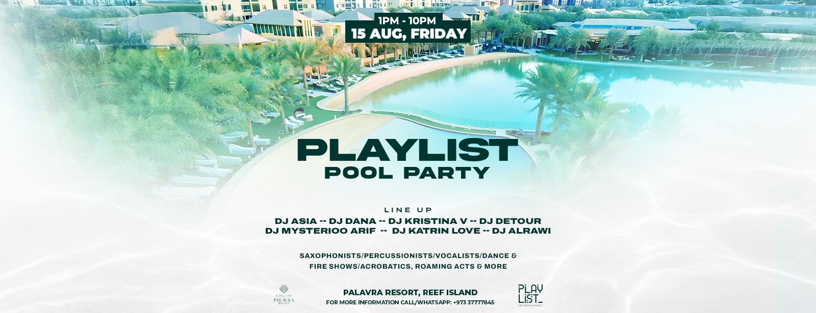 Playlist Pool Party at Palavra Resort, Reef Island Nightlife at dubaitrades.com