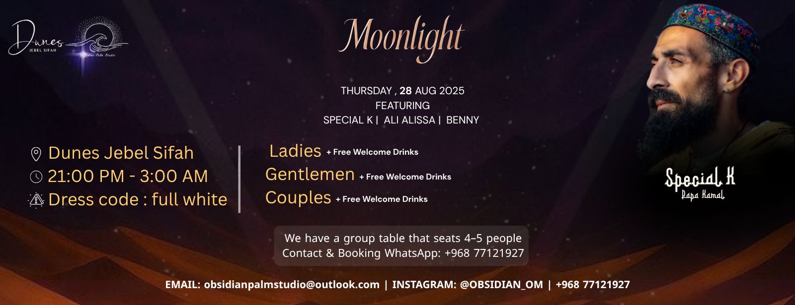 Moonlight in Dunes Jebel Sifah Nightlife at dubaitrades.com