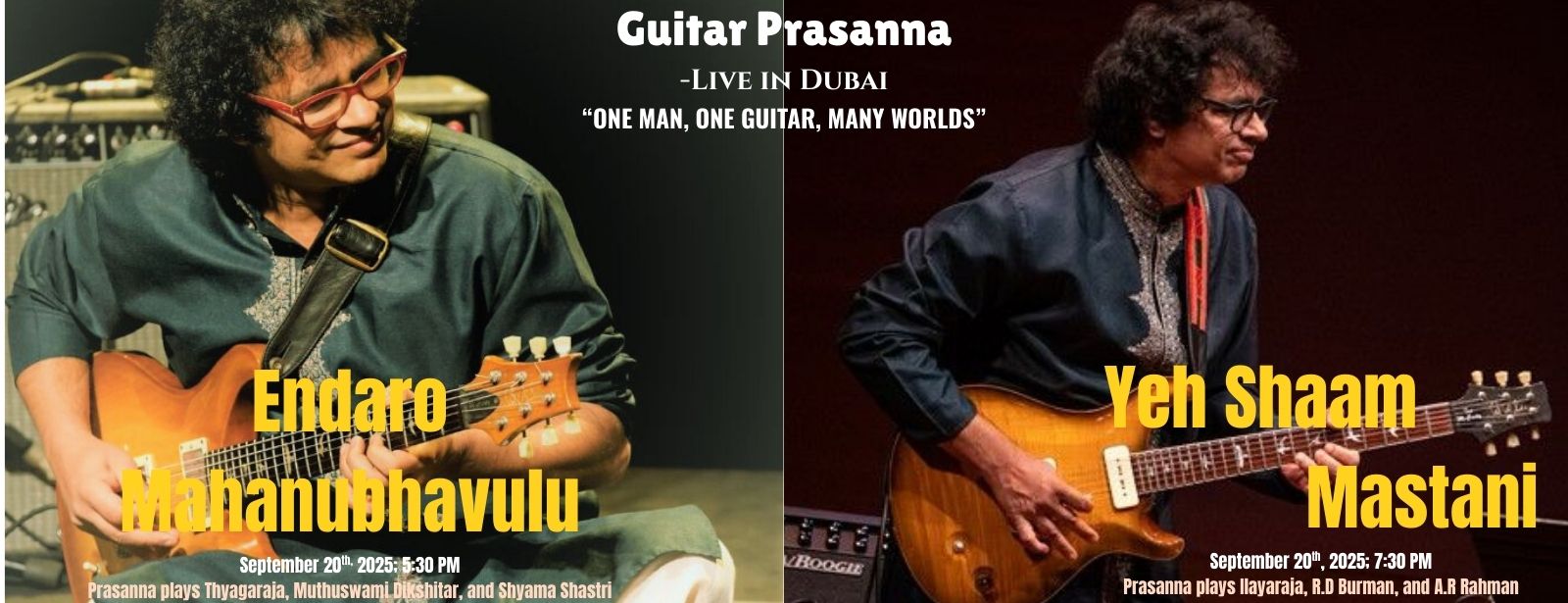 Guitar Prasanna - One Man, One Guitar, Many Worlds, One Evening - Two Concerts in Dubai Concerts at dubaitrades.com