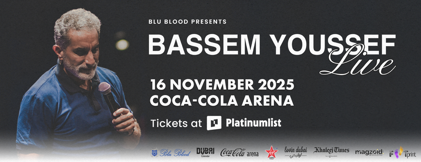 Bassem Youssef in Dubai Comedy Events at dubaitrades.com