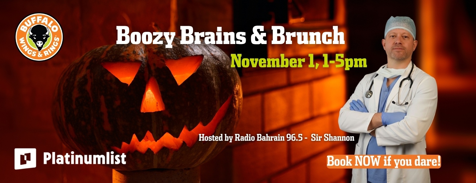 Boozy Brains & Brunch at Buffalo Wings & Rings, Bahrain Halloween at emiratesoffers.com