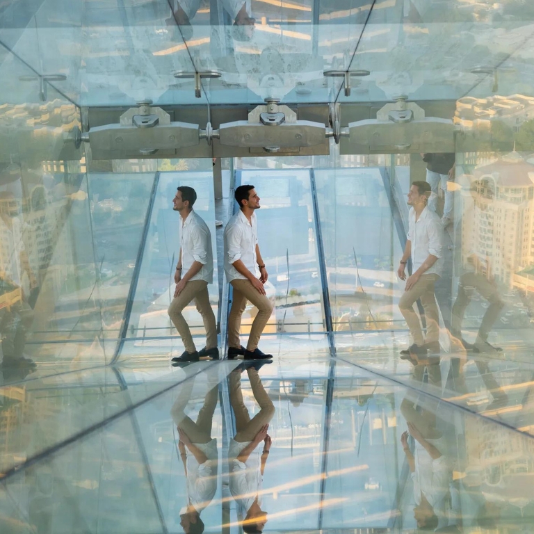 Another view of Sky Views Observatory with Glass Slide at Sky Views Dubai