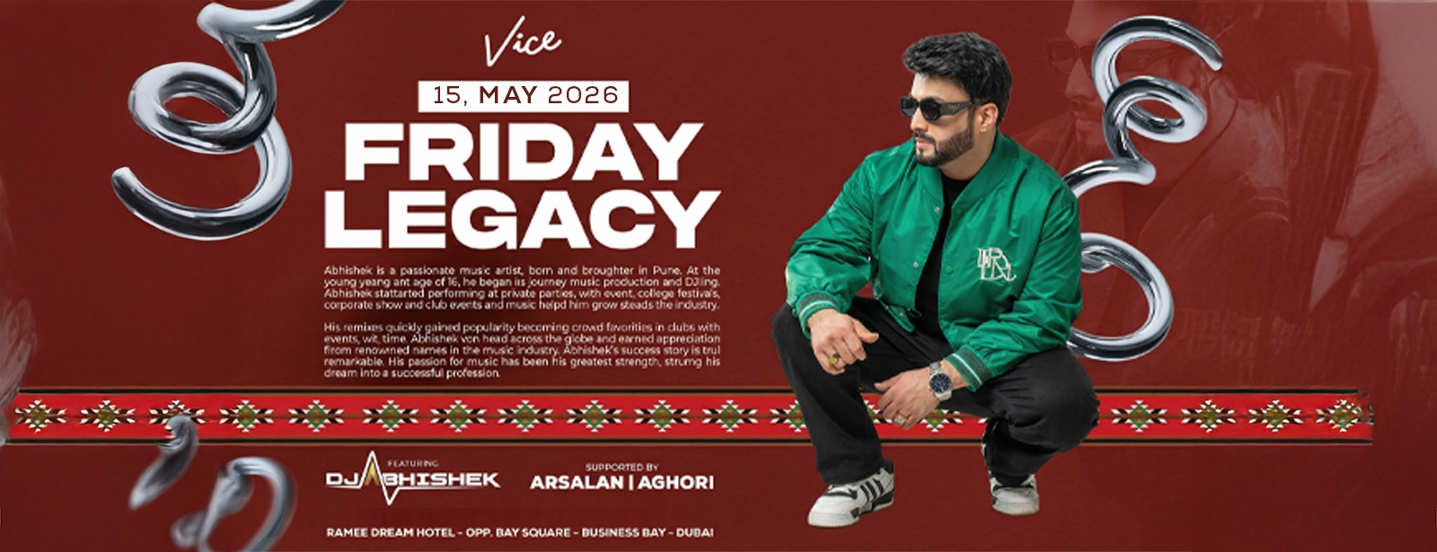 Vice Presents Friday Legacy Dubai -  15th of May Desi Events at dubaitraveltours.com