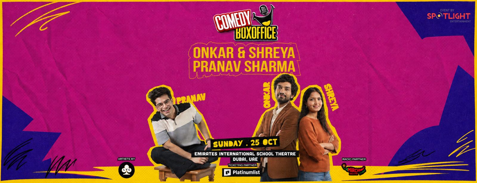 Comedy Box Office By Onkar, Shreya, and Pranav Sharma in Dubai Comedy Events at dubaitraveltours.com Comedy Box Office By Onkar, Shreya, and Pranav Sharma in Dubai Comedy Events at dubaitraveltours.com