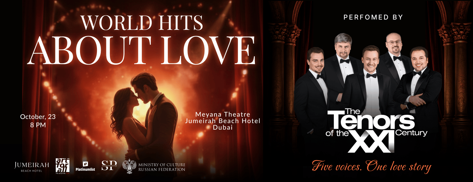 World Hits About Love performed by The Tenors of the XXI Century in Dubai at Meyana Theatre, Jumeirah Beach Hotel