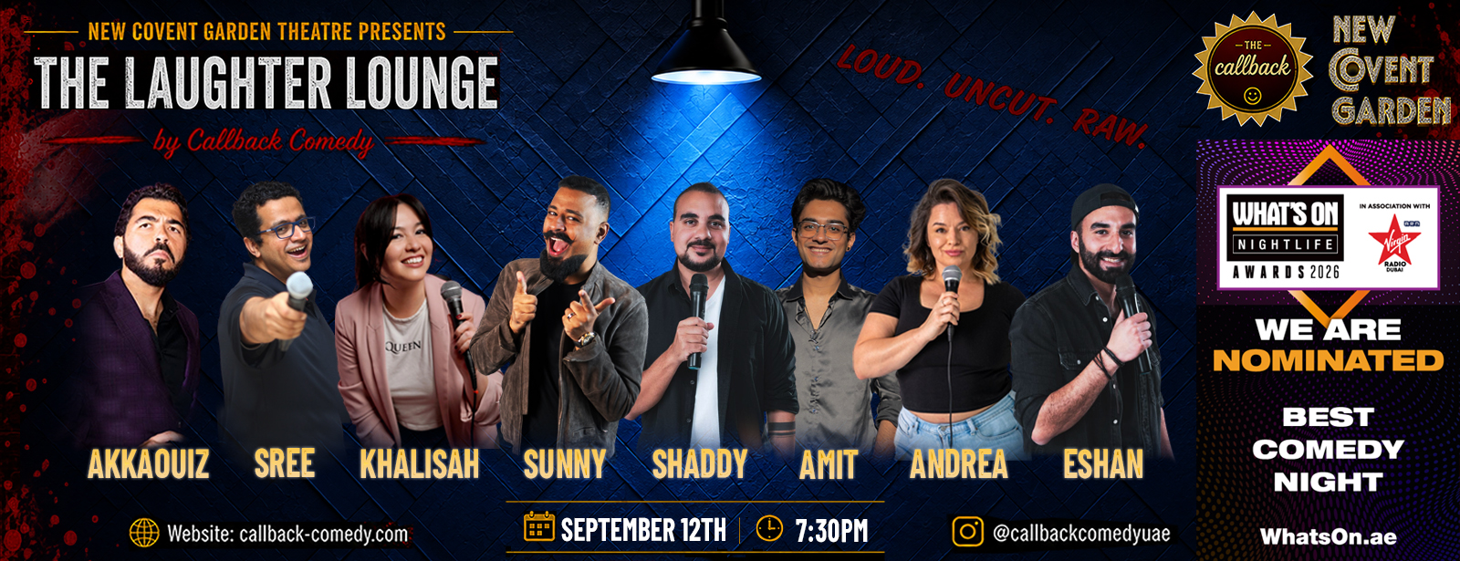 New Covent Garden Presents: The Laughter Lounge 3 by Callback Comedy in Dubai Comedy Events at dubaitraveltours.com New Covent Garden Presents: The Laughter Lounge 3 by Callback Comedy in Dubai Comedy Events at dubaitraveltours.com