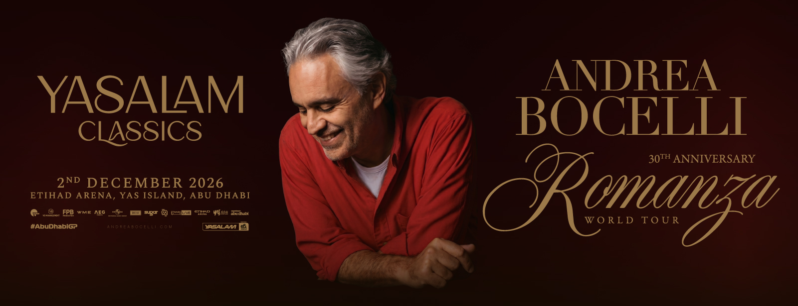 Yasalam Classics Presents Andrea Bocelli Live in Abu Dhabi Classical Events at dubaitrades.com Yasalam Classics Presents Andrea Bocelli Live in Abu Dhabi Classical Events at dubaitrades.com