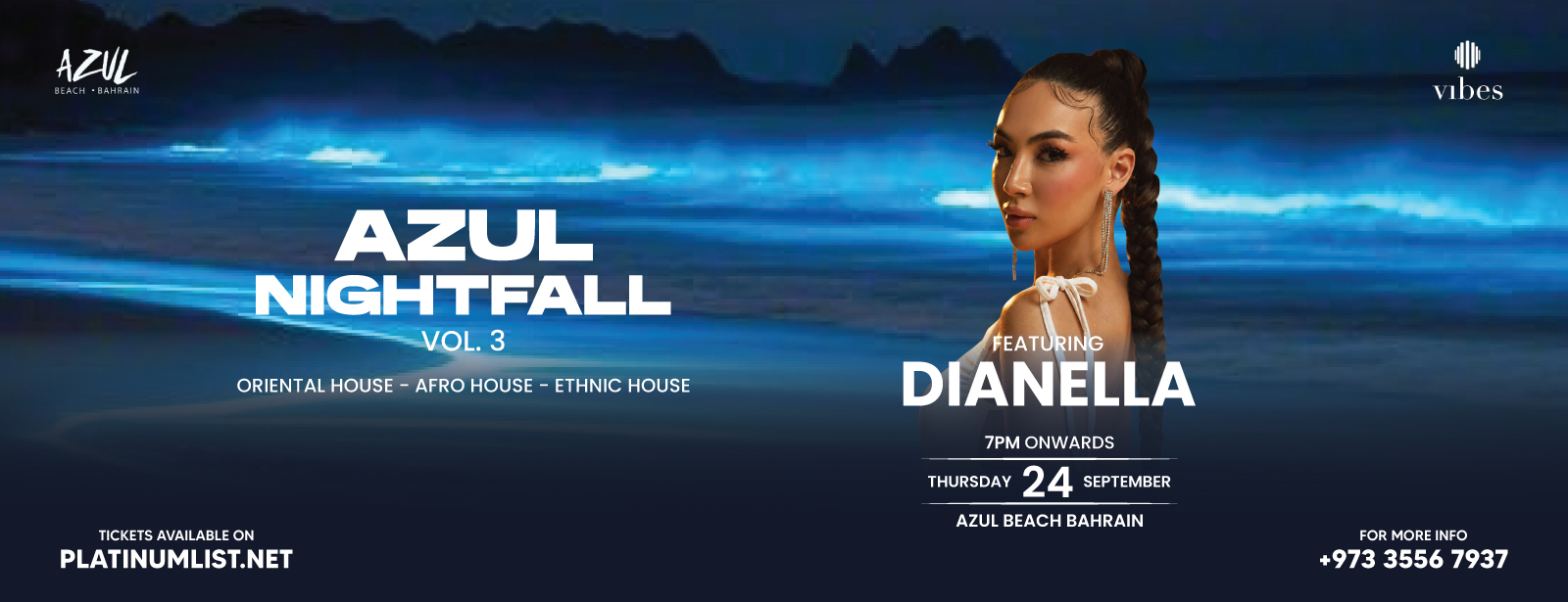 Azul Nightfall Vol.3 ft Dianella at Azul Beach, Bahrain Nightlife at dubaitraveltours.com