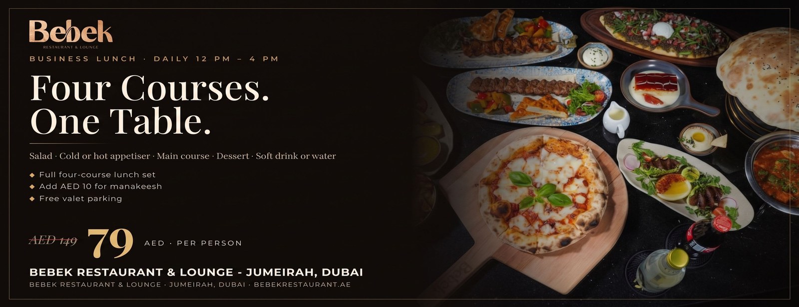 Premium Business Lunch at Bebek Restaurant & Lounge Dining Experiences at dubaitraveltours.com