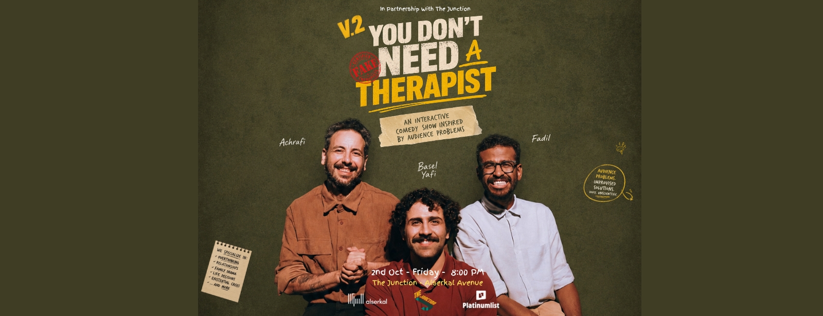 You Don't Need a Therapist Vol. 2 at The Junction in Dubai Shows and Theatrical Plays at dubaitrades.com You Don't Need a Therapist Vol. 2 at The Junction in Dubai Shows and Theatrical Plays at dubaitrades.com