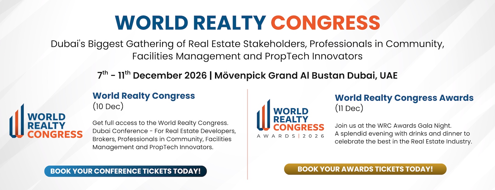 World Realty Congress - Dubai's Biggest Gathering of Real Estate Stakeholders at Movenpick Grand Al Bustan Dubai