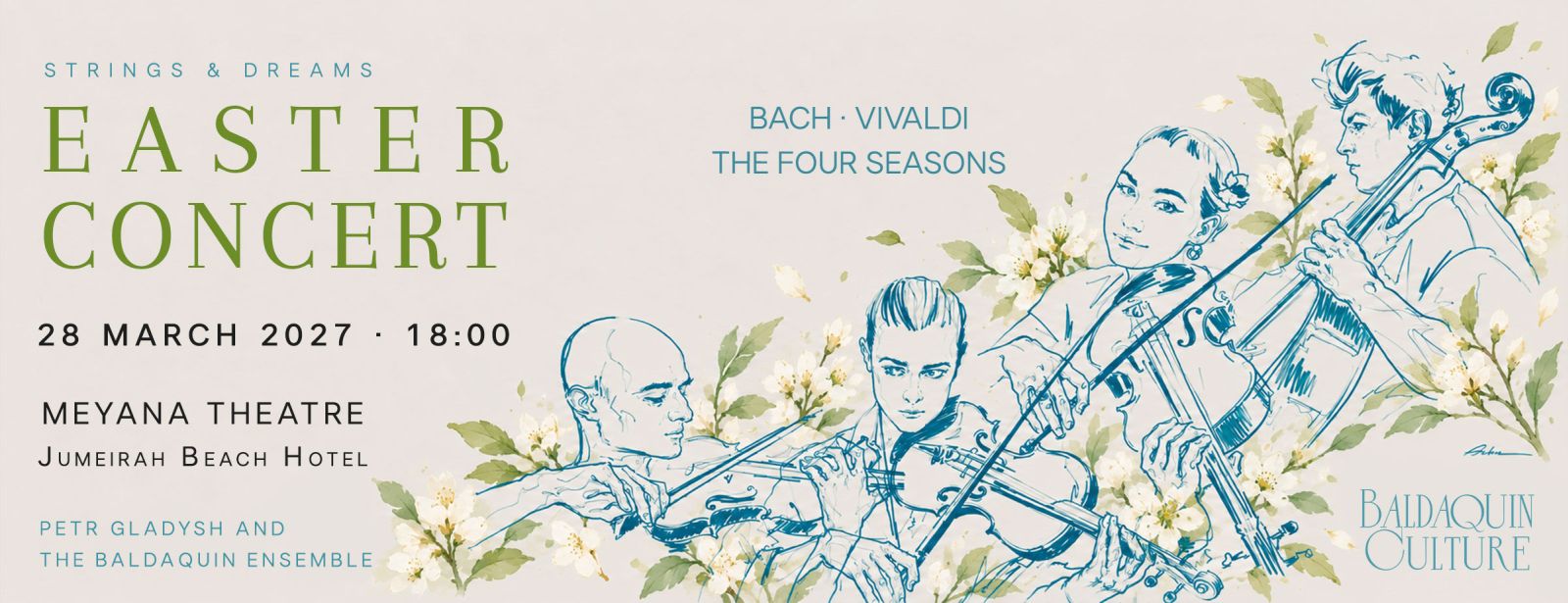 Strings & Dreams: Easter Concert - Bach and Vivaldi's the Four Seasons in Dubai at Meyana Theatre, Jumeirah Beach Hotel