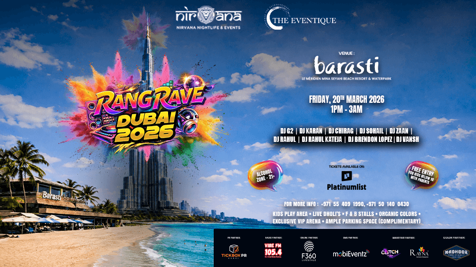 Rang Rave Dubai 2026, Family Holi Event at Barasti Beach