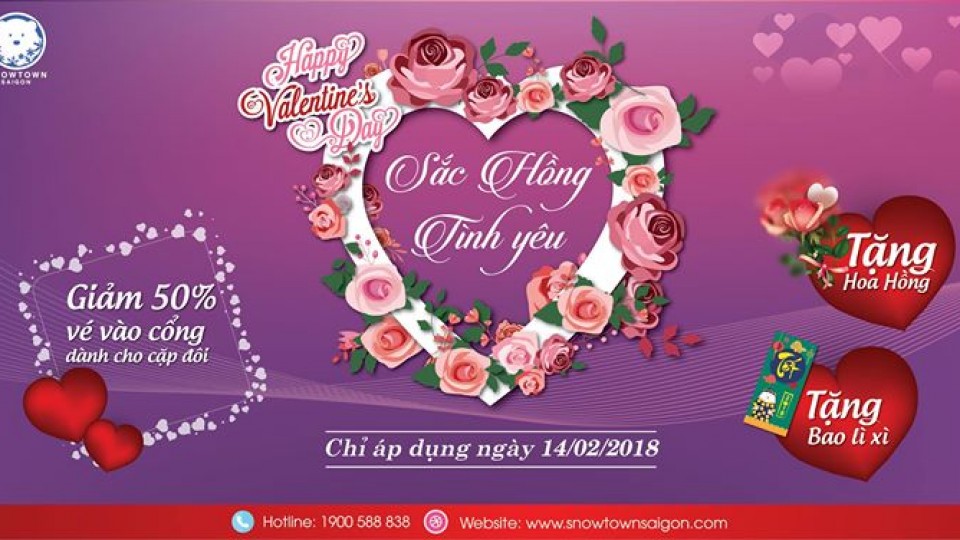 Sắc Hồng Tình Yêu 14/02 tại Thị Trấn Tuyết Hoa Anh Đào Snow Town