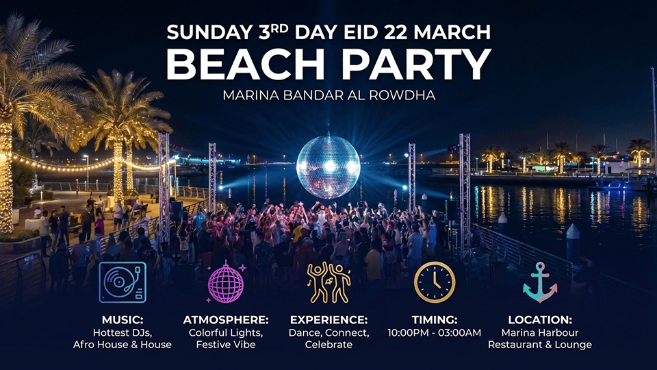 Sunday 3rd day Eid 22 March Beach Party in Muscat